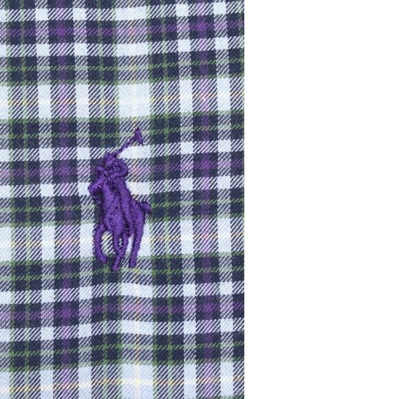 POLO RALPH LAUREN SOFT WASH REGULAR FIT 100% COTTON SHIRT GREEN/PURPLE SMALL, S - Picture 1 of 4